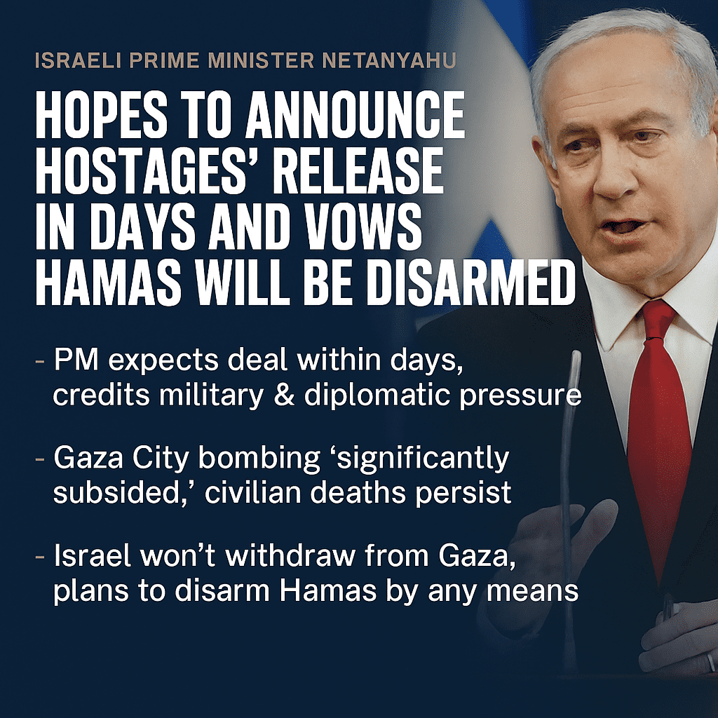 Israeli Prime Minister Netanyahu Signals Imminent Hostage Release and Pledges Hamas Disarmament